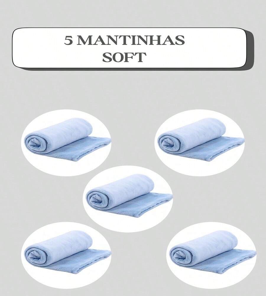 Kit 5 Manta Cobertor Pet 80cm x 100cm Confortável Acabamento Em Bainha