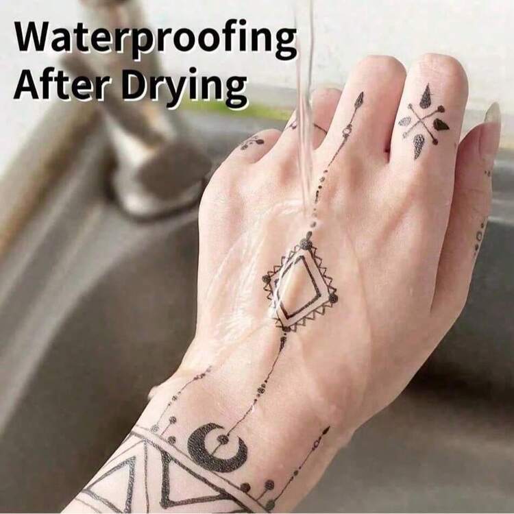 yikexuanli 临时纹身笔套装，手部纹身模板，可移除纹身人体彩绘笔，皮肤临时纹身绘图笔，初学者皮肤彩绘，人体涂鸦，可水洗绘图笔，人体彩绘笔套装 - 彩色 - 查看 3