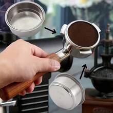 1pc 51MM & 58MM Stainless Steel Double Layer Reusable Coffee Filter Basket, Barista Espresso Machine Accessories, Kitchen & Coffee Filtering Tool - 51MM - View 11