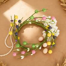 Easter Egg Candle Ring Artificial Berry Flower Wreath Table Centerpieces For Spring Holiday Party Home Decor - Silver - View 3