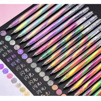 10pcs Rainbow Gradient Sparkly Spiral Design Colorful Pens For DIY Drawing