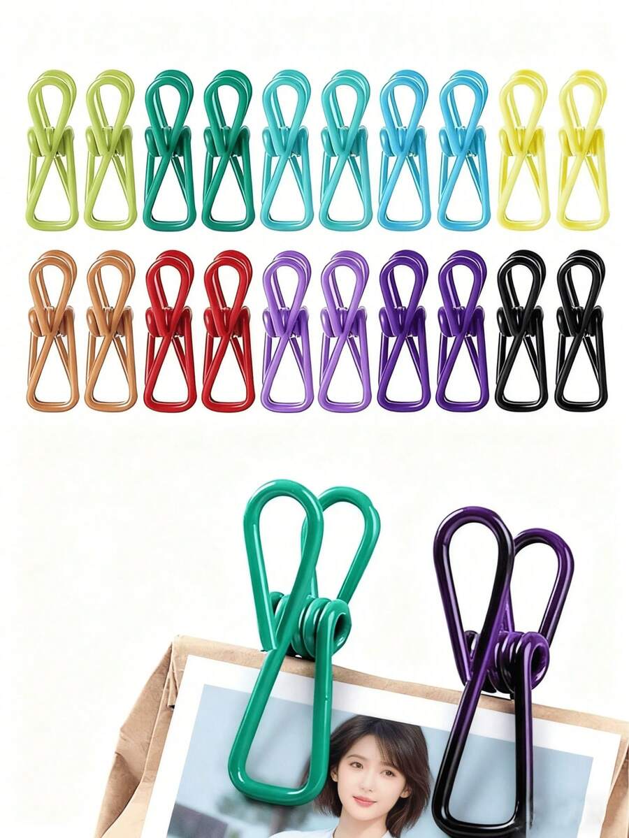 30pcs Chip Clips - Utility PVC-Coated Steel Clips For Sealing Food Packages, Chips Bags, Clothes & Paper - Pack Of 10 (Random Color) Dress Pants Shoes Jeans Boots Skirt,Beachwear,Spring,Minimalist,Summer Tops - màu sắc ngẫu nhiên - Xem 1