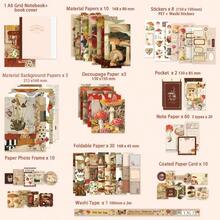 Scrapbooking Supplies Kit, Vintage Botanical Aesthetic Scrapbook Kit Bullet Junk Journal, Stationery, A6 Grid Notebook, Flower Journaling Supplies, Birthday Teen Women - 菇 - 查看 2