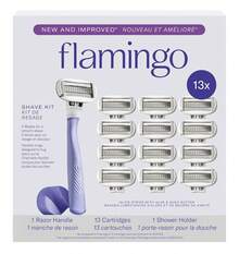 Flamingo Razors Women, 1 Women's Handle (Lilac), 13 Five-Blade Refills, And 1 Shower Holder - 1 - View 1