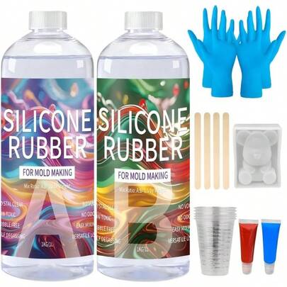 2L 2KG Silicone Mold Making Kit 15A Silicone Rubber  Fast Cure Liquid Mold Making For DIY Resin Candle Plaster Soap And Food Molds