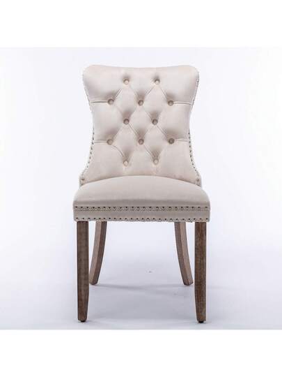 Moderne Dining Chairs, Premium Plush Solid Wood, Contemporary Fluwelen Upholstered Chairs Studded Head Set Of 2, Beige, Black, Grijs Available. view 5