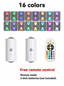 1 pieza Luz nocturna LED de 7 colores degradados, lámpara de pared de ojos de gato de doble cabezal, luz de pared LED con sensor inteligente, luz nocturna LED recargable con sensor de movimiento, focos de doble cabezal autoadhesivos, carcasa blanca, 16 colores regulables con control remoto - Aplique de pared de doble cabezal con forma de ojo de gato - ultra - Ver 13
