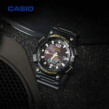 Casio 卡西欧 G-Shock 太阳能数字指针双显手表，52.2毫米黑色表盘，树脂表带，100米防水，太阳能石英机芯，双显，防震 AQ-S810W-1BVDF - 均碼 - 查看 4