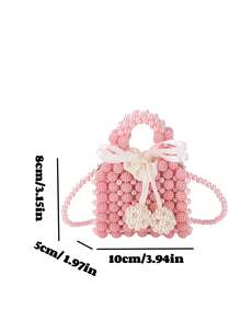 Mini Niche Pearl Design Casual French Chic Versatile Shoulder Bag, Suitable For Various Occasions, Travel - Pink - View 6