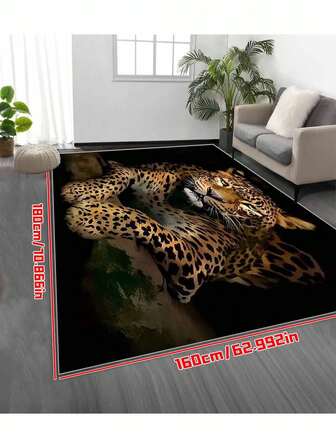 1pc Leopard Print Slouchy Carpet, Doormat, Non-Slip Floor Mat, Living Room Decorative Carpet, Multiple Sizes, Home Decor, Room Decoration