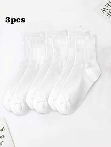 1/3/5 双装白色船袜，男女通用尺码 35-43，情侣袜 - 白色 - 查看 7