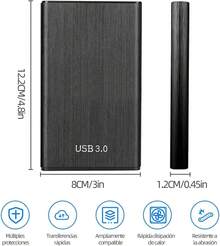 Disco Duro Externo, Disco Duro portátil, USB 3.0 de Datos, 2 TB, Almacenamiento de Datos Externo Delgado, Compatible con PC/Laptop/os(Negro.) - 1 - Ver 7