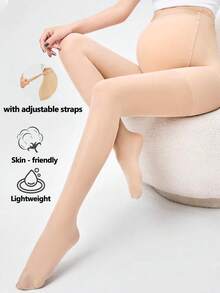 1 buc. colanți bej pentru maternitate, ușori, moi, simpli, respirabili - cu talie elastică reglabilă pentru femei însărcinate - Multicolor - Vizualizare 2
