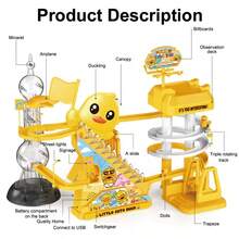 带灯光和音乐的音乐玩具，以小鸭爬楼梯的场景为主题，适合作为生日、万圣节、圣诞节、复活节礼物和无需电池的派对礼品。 - 彩色 - 查看 7