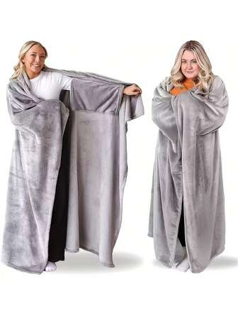 女士可穿戴毯，成人可穿戴毯，送给女朋友的礼物，法兰绒家居保暖可穿戴毯，舒适柔软的沙发毯，成人礼物，外套披肩，懒人必备，适合冬季、秋季、春季，居家必备浴袍