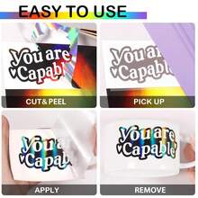 WRAPXPERT Holographic Vinyl Roll - Black Holographic Glossy Vinyl, 12\ X 5ft, Chrome No Bubble For DIY Craft Decal,12inchx5ft,Black - 黑色的 - 查看 3