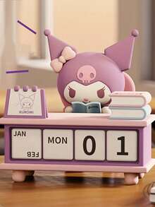 Sanrio 1件三丽鸥[可爱三丽鸥日历] 三丽鸥可爱卡通人物日历 - 可爱的波恰可设计，配有坚果和荷包蛋，合成橡胶材质，英文文字，非常适合办公室或学校装饰，理想的女性礼物，桌面配件，返校季用品，学习用品 - 彩色 - 查看 3