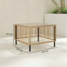 Outsunny Polyrattan Garden Table, 65 X 65 X 43 Cm, Weather-Resistant Side Table, Square Patio Table With Glass Top, Coffee Table, Balcony Table, Garden Furniture For Garden, Patio, Balcony, Natural Wood