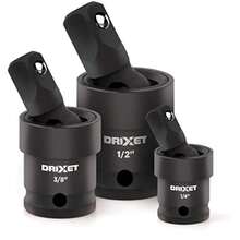 Impact Swivel Socket Set - 1/2 3/8 and 1/4 Swivel Socket Set - Universal Joint Socket for Hard-To-Reach Angles - Premium Cr-Mo Steel Flexible Socket Extension Set - Rust Resistant - Drixet - como en la foto - Ver 1