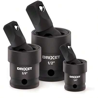 Impact Swivel Socket Set - 1/2 3/8 and 1/4 Swivel Socket Set - Universal Joint Socket for Hard-To-Reach Angles - Premium Cr-Mo Steel Flexible Socket Extension Set - Rust Resistant - Drixet