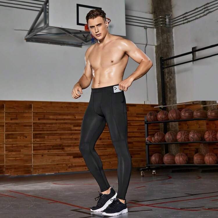 Pantalones de Compresión para Hombre, Licra Deportiva Larga Interior, Mallas Ajustadas para Hombre, Elásticas para Hacer Ejercicio, Atléticas, Frescas, Secas para Hacer Ejercicio, Gimnasio - Gris Oscuro - Añade 12