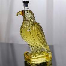 1pc Hand-Blown Eagle-Shaped Glass Liquor Bottle, High Borosilicate Material, Yellow Painted Accents On Eagle's Beak And Claws, Vivid Details. Black Cap Seal, Wine Storage Function, Suitable For Packaging - 無色 - 查看 10