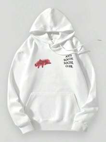 Aged Washed Cotton Crew Neck 270g Double-Sided Printing Artistic Anti Sociel Social Club Trevis Collab Graphic Y2k,Soulja,Concert,Halloween,Gothic,Vintage,Streetwear Graphic,009-AB CA3T - 白色 - 查看 9