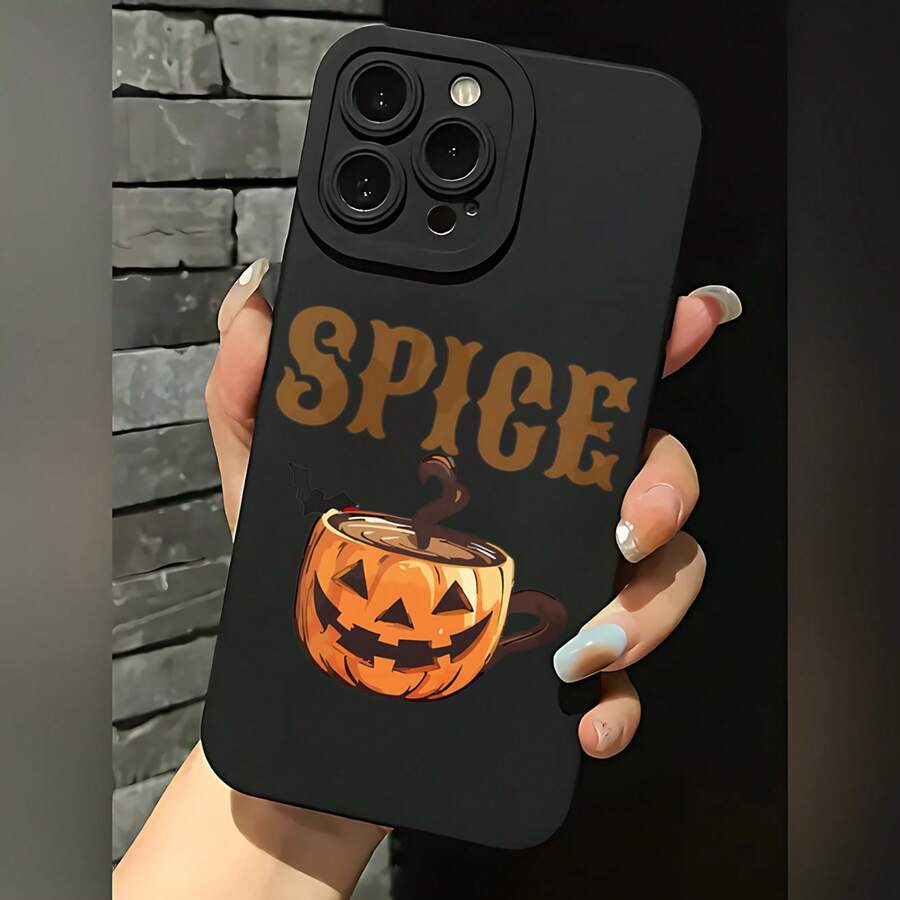 2026 nueva funda de teléfono esmerilada, diseño de calabaza especiada y café para 17 15 Pro Max 17 14 Plus 17 13 Mini Galaxy S23 Ultra S22 S21 protector de teléfono funda de pareja regalo para él y ella regalo de Halloween - Blanco antiguo - Ver 1