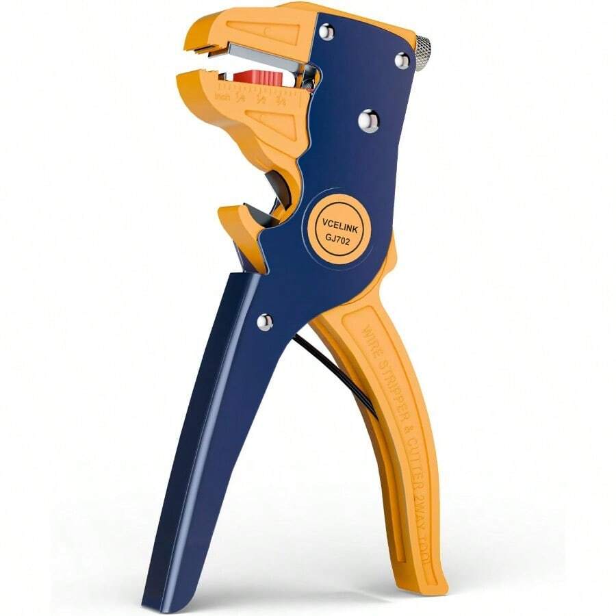 TTJM VCELINK Wire Stripper And Cutter Professional Quick Strip Automatic Wire Stripper 2 In 1 Adjustable Electrical Cable Wire Stripping ToolandEagle Nose Self-Adjusting Wire Pliers 7-Inch - YellowBlue - 查看 1