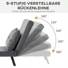 Schlafsessel Einzelsofa Mit Bettfunktion, Relaxsessel Mit Verstellbarer Rückenlehne, Samtoptik, Dunkelgrau - Dark Grey - View 5