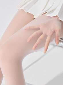 1 Pair Women Ultra-Thin White Facial Mask Pantyhose, Sheer White Tights, Ballerina Style Women's Anti Hook Silk Durable 0D Ultra-Thin Invisible Skin Care Socks That Do Not Fall Silk JK Pure Desire White Silk Socks Women's Anti Hook Silk Japanese Spring/Summer Thin Style Bare Leg Artifact Base Pantyhose Beauty Socks - Multicolor - View 1