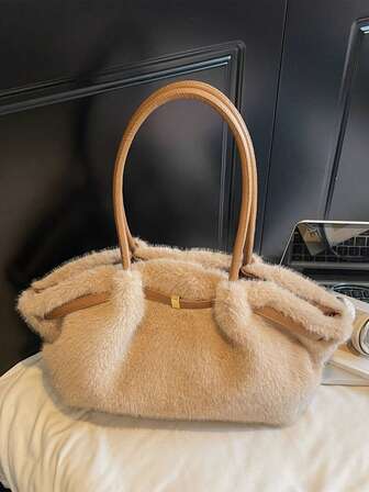 Ny höst/vinter fuzzy läder retro exklusivt tyg dammode axelväska, crossbody-väska, multifunktionell specialutgåva, elegant, rymlig, hållbar, lätt, mångsidig tygväska för arbete, resor, affärer