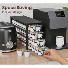 HFHOME Organizador de capsulas de cafe para encimera cajon de almacenamiento de metal de 4 niveles capacidad para 56 capsulas soporte para estacion de cafe para cocina oficina o hogar estante de - Cápsulas Black56 - Ver 6