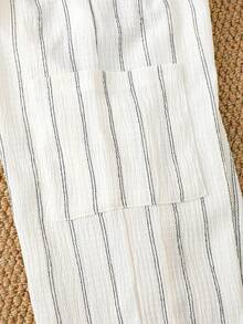 idolCat Boys' Casual Striped Trousers With Teddy Bear Patches For Fall Daily Wear - White - View 8