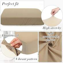 Newwiee 8Pcs Patio Cushion Covers Stretch Outdoor Cushion Cover Replacement For Patio Furniture Sofa Couch Slipcovers, Soft Flexibility Washable Furniture Protector(Waterproof Pure,Khaki Yellow),One-Size,KhakiYellowWaterproofPure - 卡其黃防水純色 - 查看 4