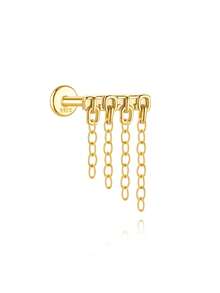 1Pc 925 Sterling Silver Stud Earrings For Women Tiny Cubic Zirconia Cartilage Stud Earrings Hypoallergenic Piercing Body Jewelry Christmas Valentine's Birthday Gifts - Gold - View 17