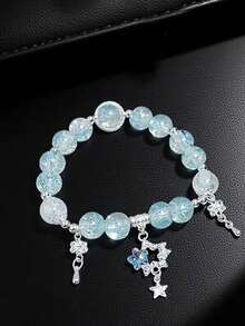 1 Vòng tay hạt pha lê giả hình ngôi sao năm cánh phong cách rừng siêu giống tiên, có 3 màu, phù hợp cho - Một cỡ - Xem 8