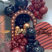 50/125个酒红色气球，尺寸包括18英寸、12英寸、10英寸、5英寸，栗色/紫红色气球拱门套装，适用于生日、新年、毕业典礼、周年纪念日、情人节、迎婴派对、性别揭晓派对、母亲节派对装饰 - 酒紅色 - 查看 7