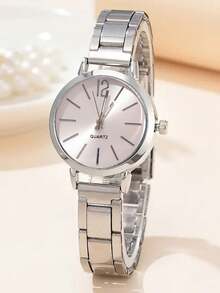 6pcs Women's Glamorous Watch Set, Including A Silver Steel Strap Watch, Fully-Studded Bracelet, Rhinestone Necklace, Stud Earrings, And Ring. Crystal-Studded Silver Quartz Watch, Exquisite Jewelry Set - Silver - View 10