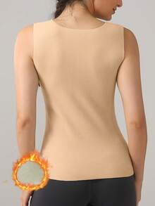 Women's Sleeveless Thermal Undershirt, Casual & Formal Wear Essential For Winter, Comfortable & Easy Care Fabric For Office Attire - Apricot - View 2