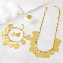 24K Gold Plated Turkish Fashion Jewelry Set, Arabic Bridal Necklace, Bracelet, Earrings, Ring For Middle Eastern Nigerian Women Wedding Party - 4pcs Jewelry Set - View 61