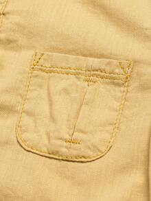 男童夏季纯棉梭织柔软休闲简约圆领口袋短袖衬衫 - 薑色 - 查看 5