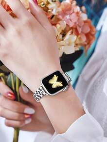 1 dây đeo đồng hồ nữ thời trang màu bạc bằng thép không gỉ, tương thích với Apple Watch 49mm, 46mm, 45mm, 44mm, 42mm, 41mm, 40mm, 38mm, dây đeo đồng hồ thông minh thanh lịch, tương thích với Apple Watch Series Ultra 3/2/1, 11, 10, 9, 8, 7, SE 3, 6, 5, 4, 3, 2, 1, phụ kiện dây đeo kim loại sang trọng, phù hợp cho cả đeo hàng ngày và các dịp công sở, dây đeo thay thế kiểu vòng tay hiện đại, tương thích với các loại dây đeo , dây đeo bằng thép không gỉ, thể hiện phong cách chuyên nghiệp, một món quà tuyệt vời cho bạn bè và gia đình. - Bạc - Xem 9