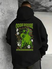 Halloween Hoodie - Nightmare Before Christmas Inspired Pullover Sweatshirt, Soft Fleece Hoodie With Front Pocket, Machine Washable Costume Party Outfit Or Everyday Halloween Apparel For Adults & Fans, Fan Merchandise, Playful Design, Comfortable Fabric, Hooded Sweater, Movie Lovers - Black - View 6