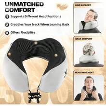 AWYYPremium Memory Foam Travel Neck Pillow With Hood And Face Cover For Privacy - Ergonomic Design For Sleeping On Plane Bus Train Office Gray - GrayBlack - View 3
