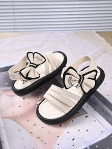 夏季新款时尚公主凉鞋，儿童软底鞋，幼儿沙滩鞋，时尚女童款 - 米色 - 查看 2