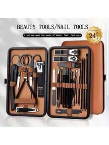 16pcs Dormitory Nail Trimming, Manicure, Eyebrow Shaping Brown Leather Set Snap Nail Art Tools Set Stainless Steel Cuticle Nippers Cutting Kit Professional Nail Clippers Pedicure Manicure Beauty Tools