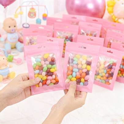 50/20/10 piezas Bolsas de caramelos rosas de 3.15x4.72 pulgadas, bolsas de regalo, bolsas de joyería para el Día de San Valentín, bolsas transparentes resellables, bolsas de caramelos lindas, adecuadas para el Día de San Valentín, baby shower, boda, despedida de soltera, fiesta de revelación de género, aniversario, fiesta de graduación, fiesta de cumpleaños, artículos para fiestas