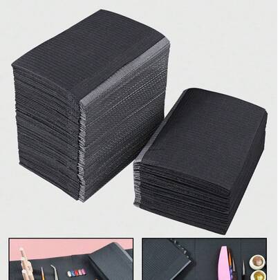 20pcs Black Disposable Waterproof & Oil-Proof Manicure Desk Mat, Composite Film Material, Tattoo Cleaning Tool, Desk Pad