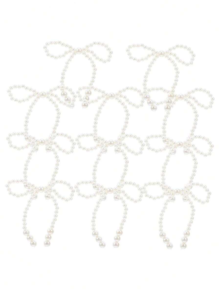 6 Stücke elegante weiße Schleifen Set für Weihnachtsbaum Dekoration - beinhaltet 6 große & 6 kleine Schleifen mit funkelnden Akzenten, perfekt für Kränze, Geschenkverpackung und Hochzeitsdekoration, Weihnachtsdekorationen - Weiss - Übersicht 1